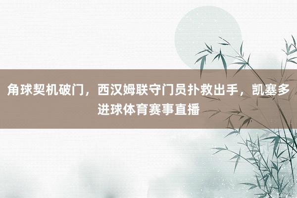 角球契机破门，西汉姆联守门员扑救出手，凯塞多进球体育赛事直播